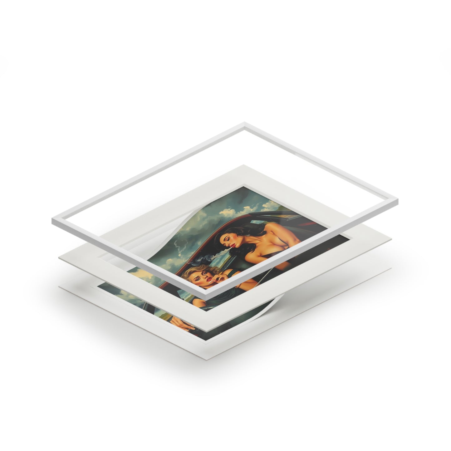 Retro Glamour Fine Art Print - Passepartout Framed Wall Decor