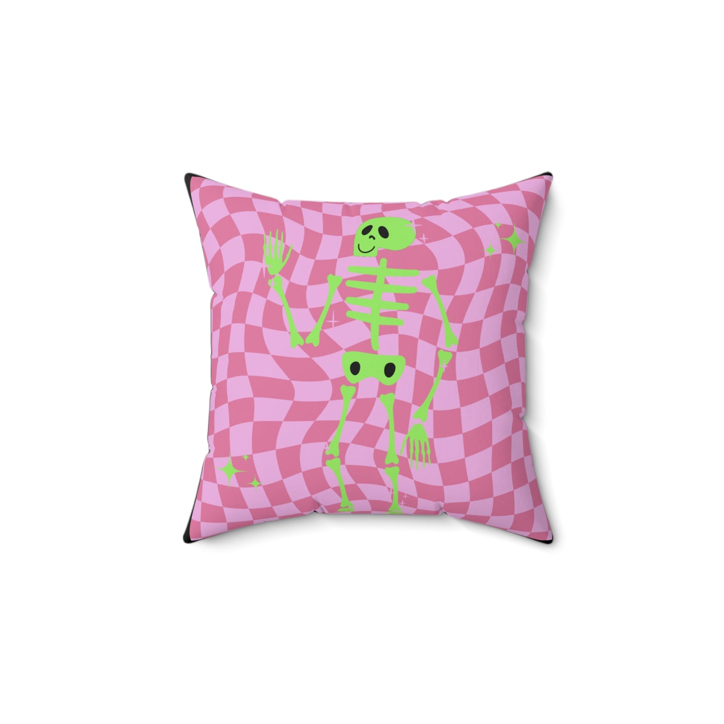 Skeleton Faux Suede Square Pillow