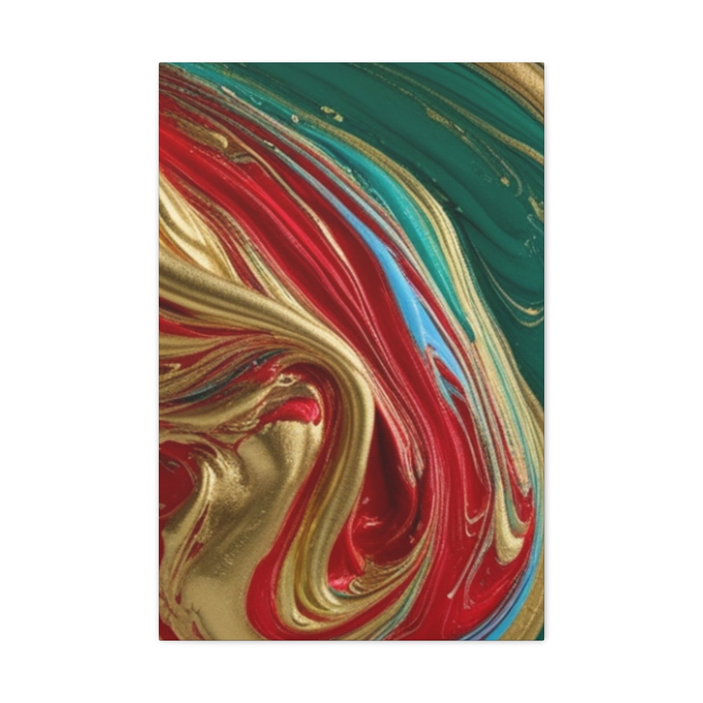 Abstract Swirl – Gold, Red, Blue, and Green Gallery Wrapped Canvas