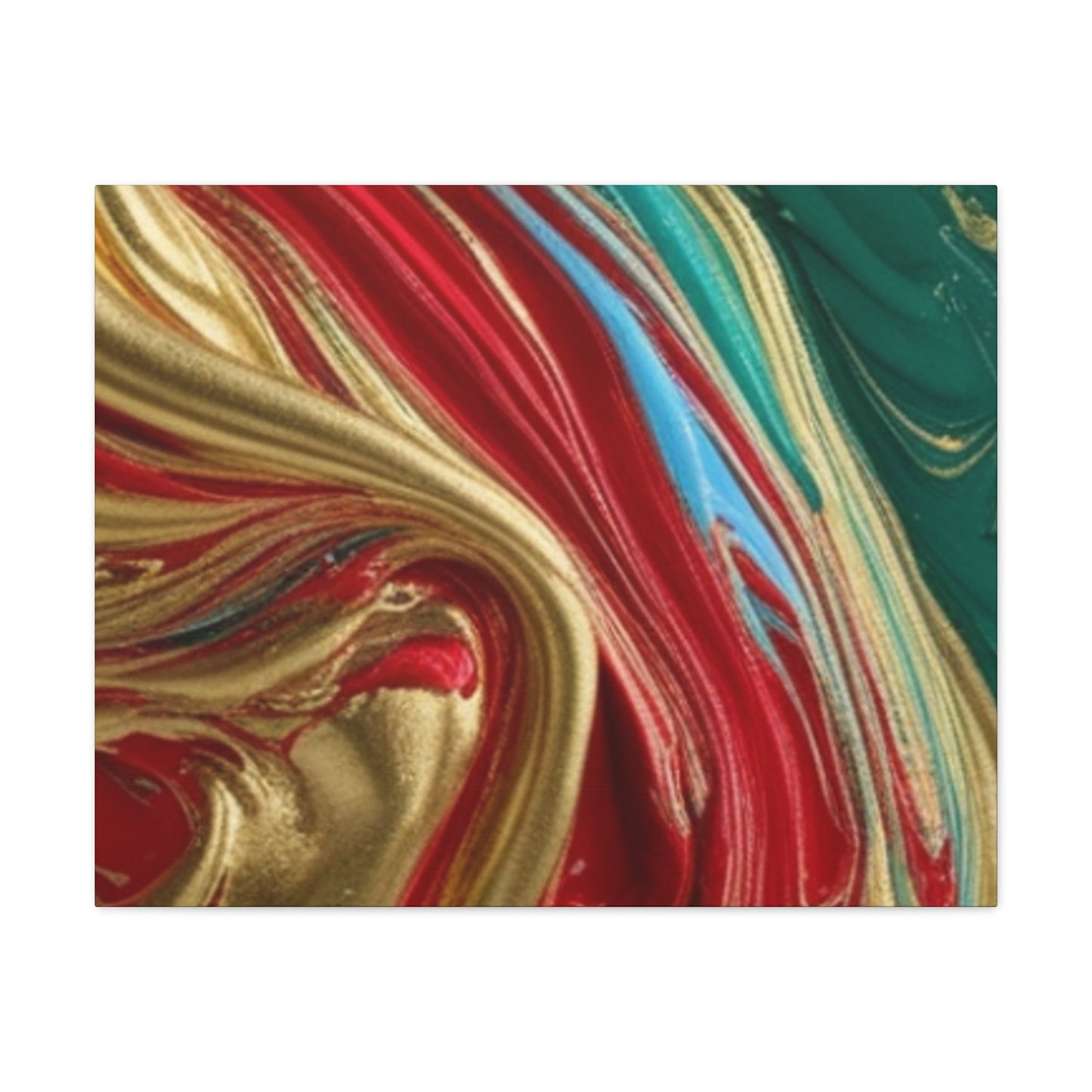 Abstract Swirl – Gold, Red, Blue, and Green Gallery Wrapped Canvas