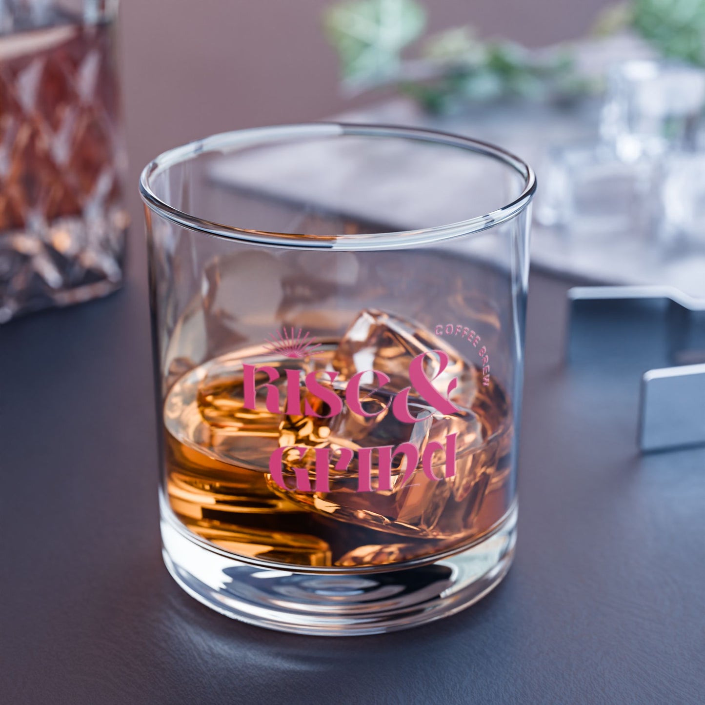 Rise & Grind 10oz Rocks Glass - Perfect for Coffee & Cocktails, Ideal Gift