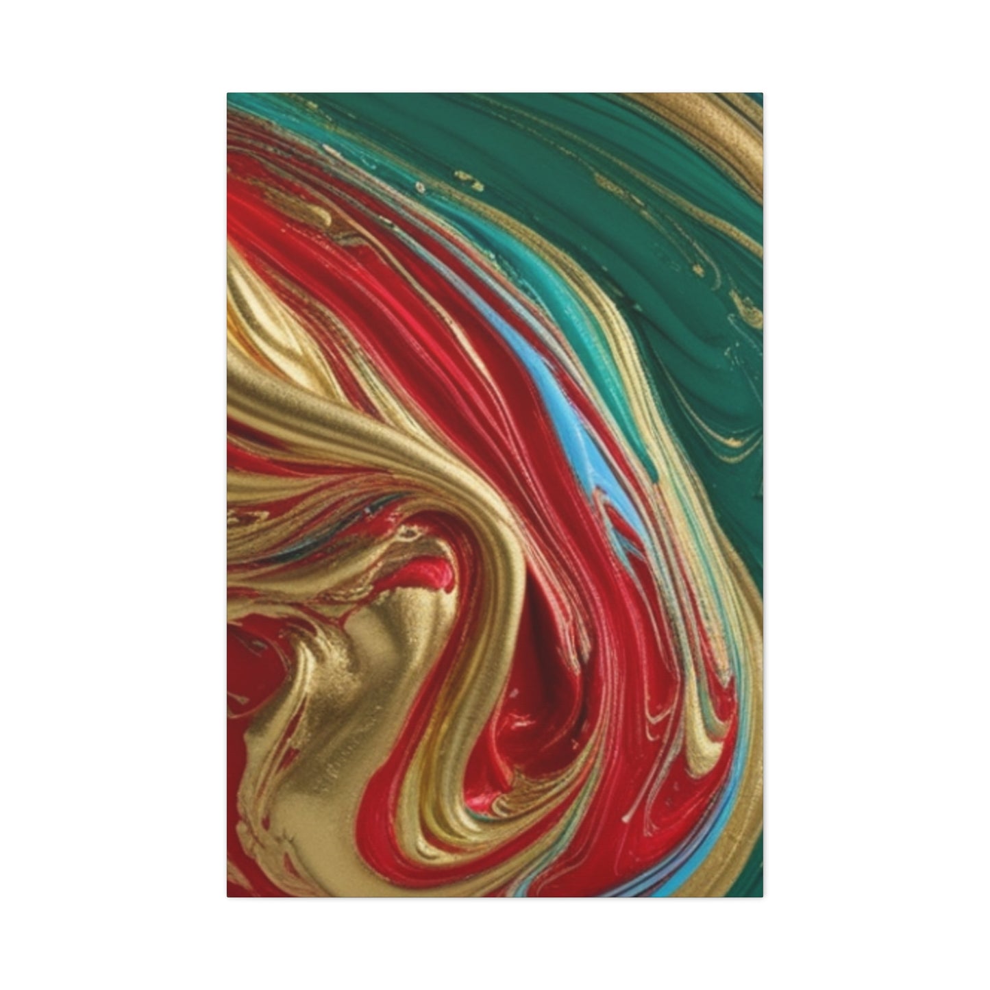 Abstract Swirl – Gold, Red, Blue, and Green Gallery Wrapped Canvas