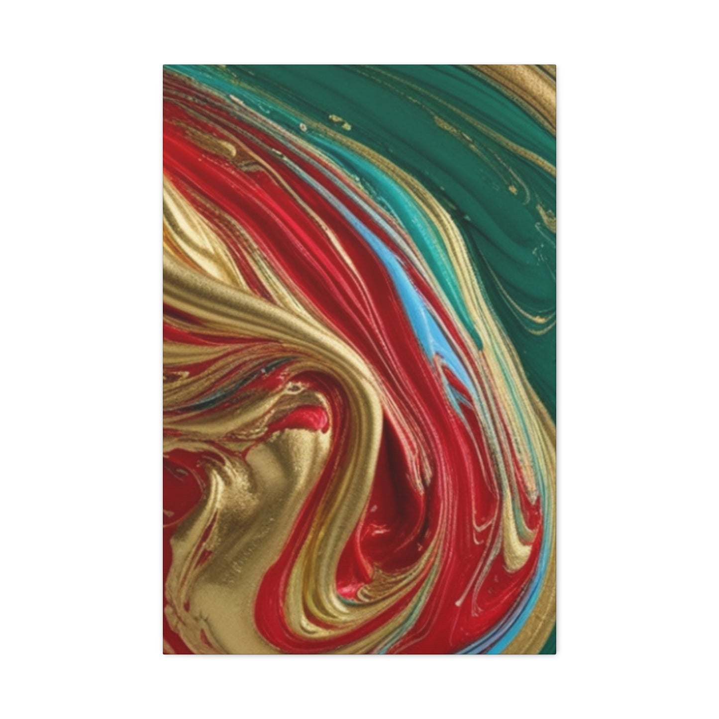 Abstract Swirl – Gold, Red, Blue, and Green Gallery Wrapped Canvas