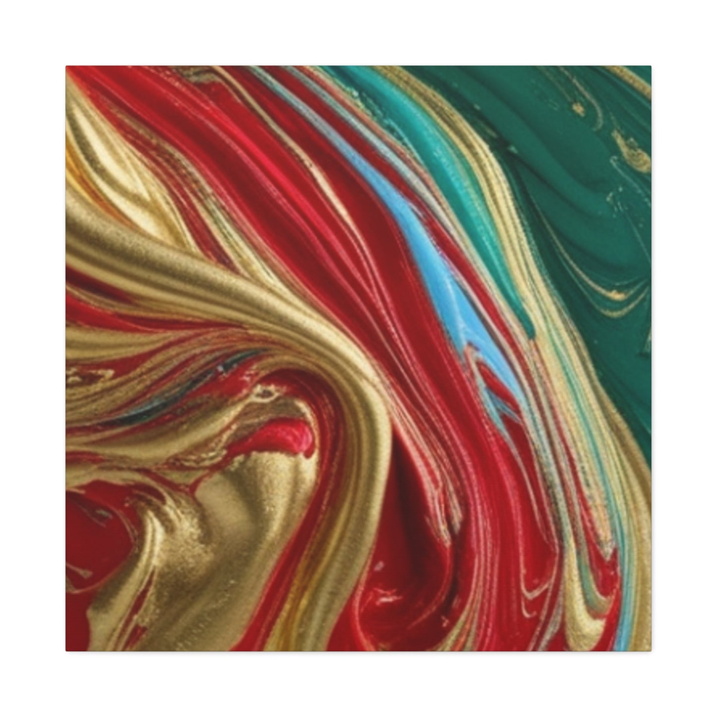 Abstract Swirl – Gold, Red, Blue, and Green Gallery Wrapped Canvas