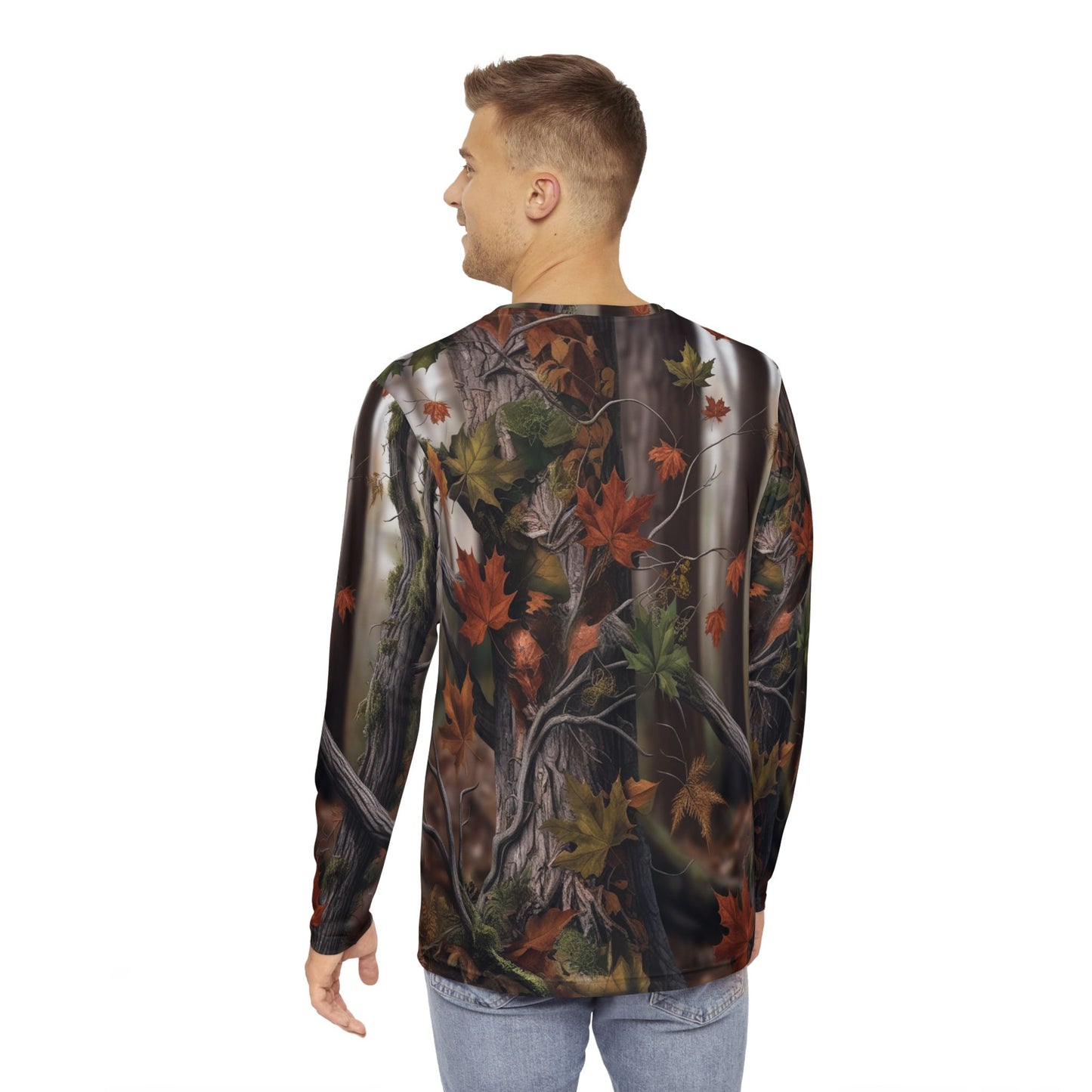 Autumn Forest Men's Long Sleeve Shirt - Nature-Inspired Cozy Fashion