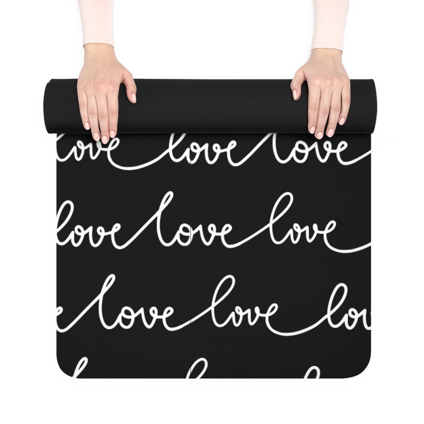 Love in Black Rubber Yoga Mat