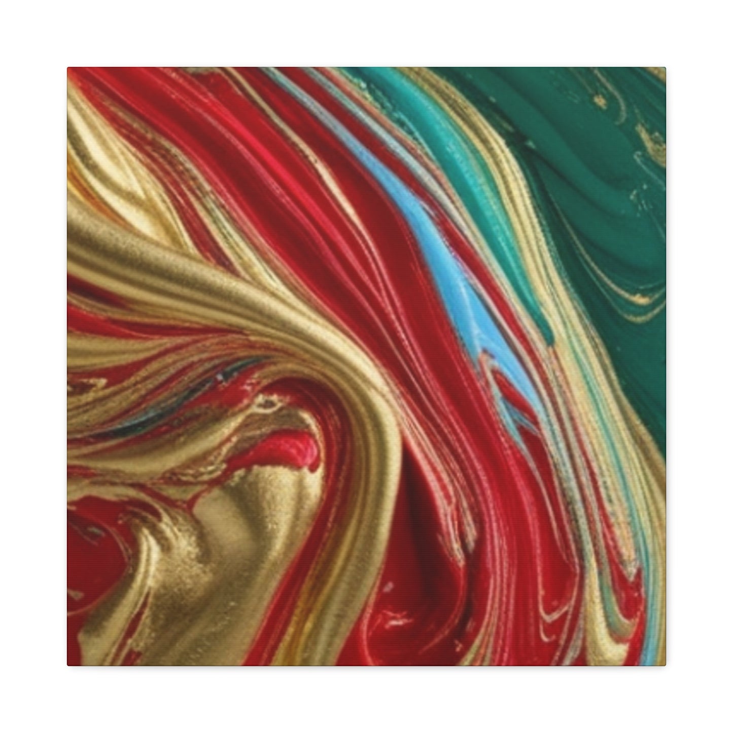 Abstract Swirl – Gold, Red, Blue, and Green Gallery Wrapped Canvas