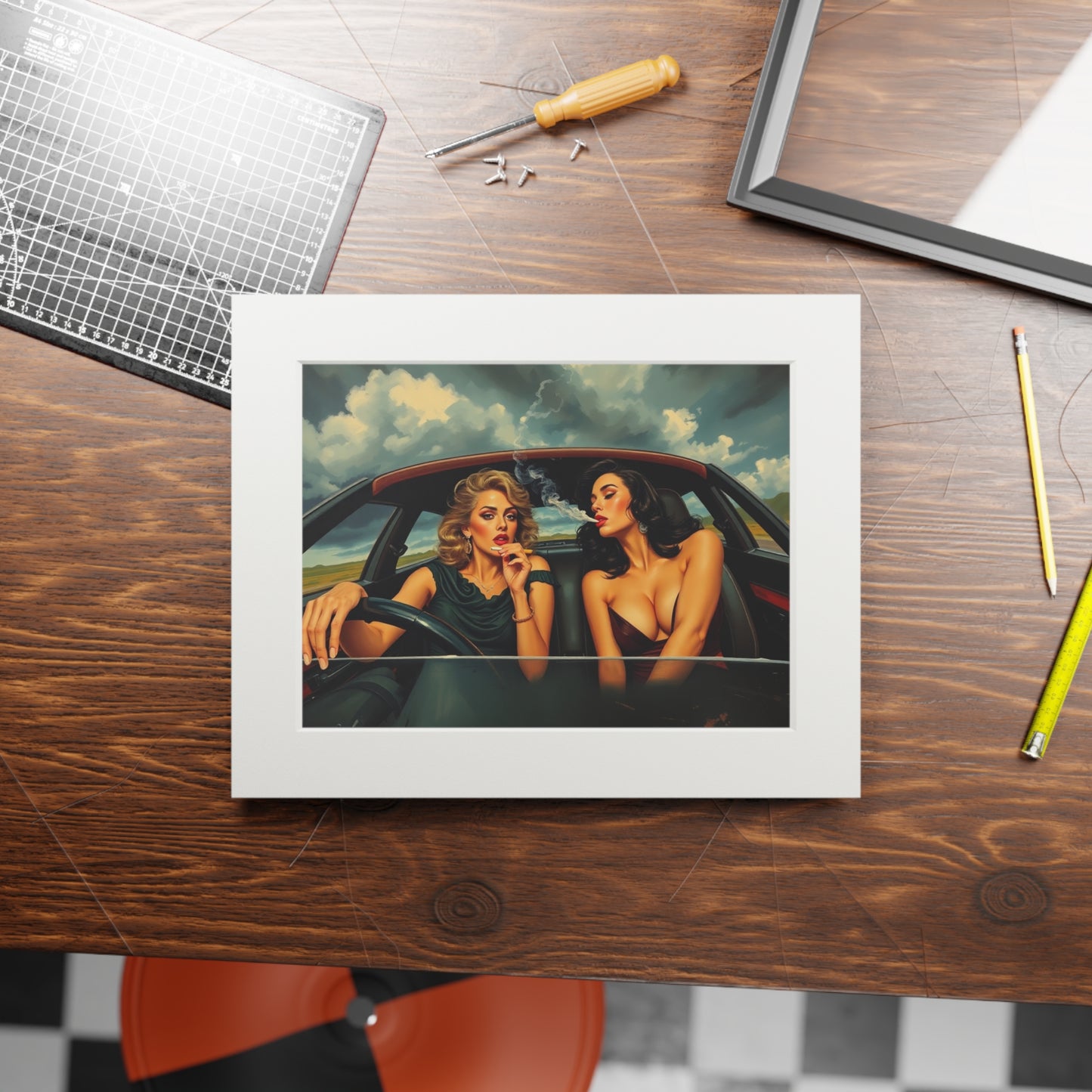 Retro Glamour Fine Art Print - Passepartout Framed Wall Decor