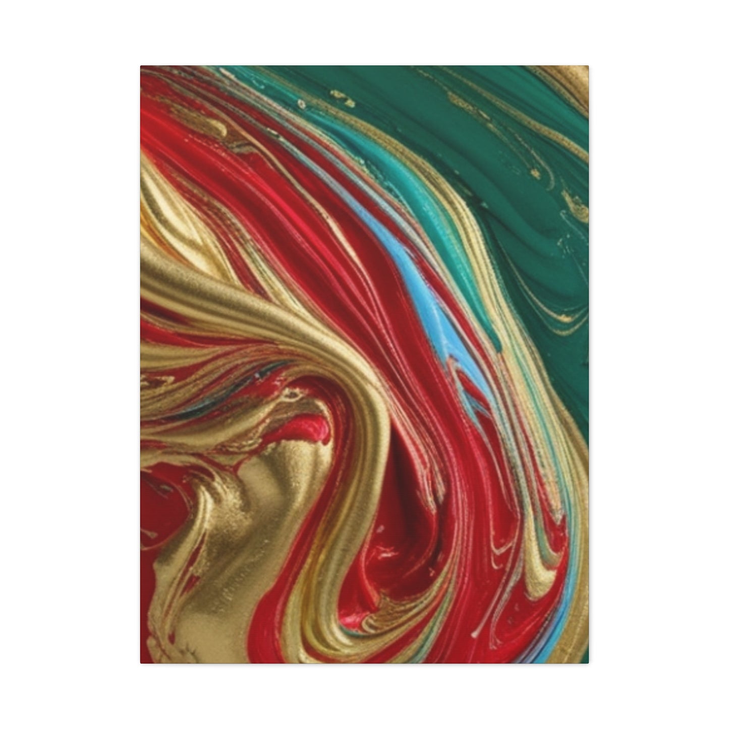 Abstract Swirl – Gold, Red, Blue, and Green Gallery Wrapped Canvas