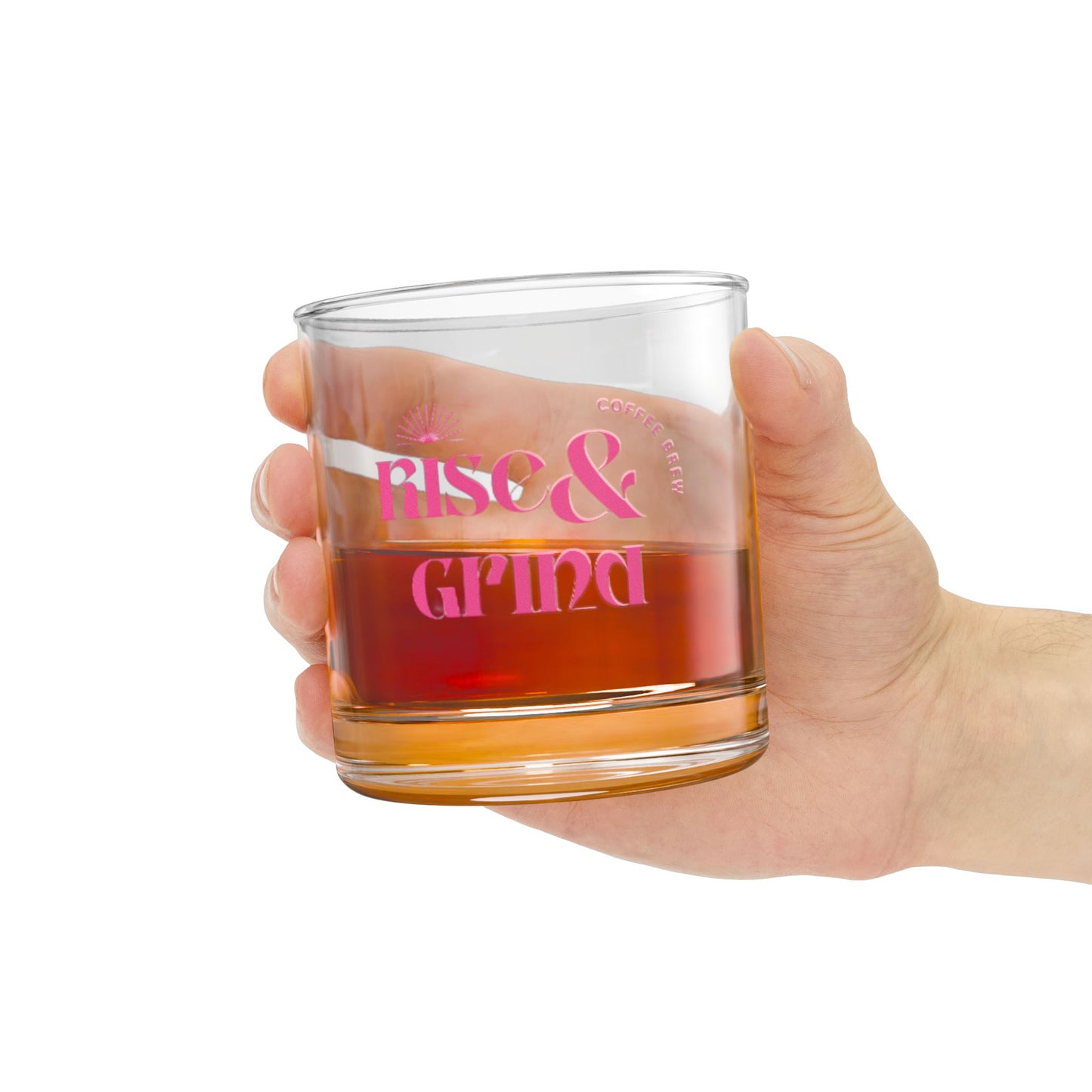 Rise & Grind 10oz Rocks Glass - Perfect for Coffee & Cocktails, Ideal Gift