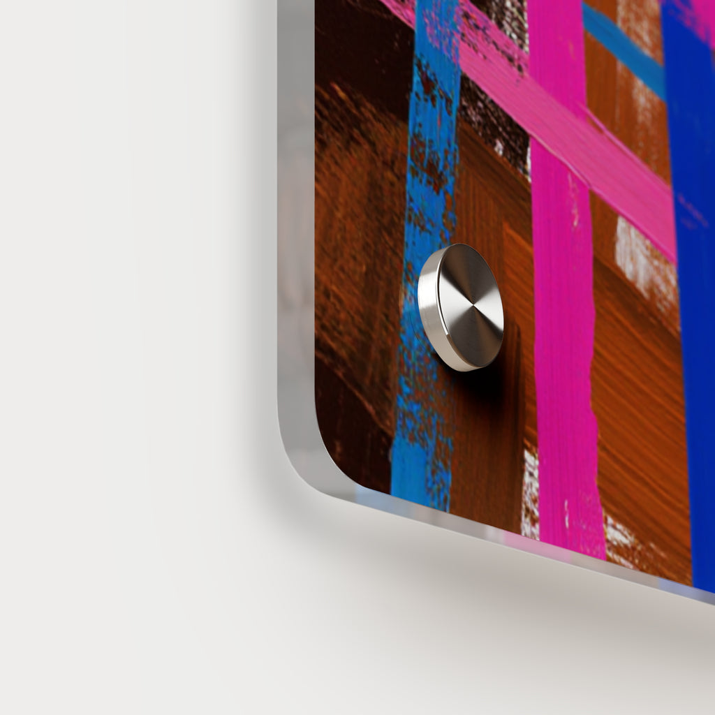 Abstract Neon Grid Acrylic Wall Art Panel — Colorful Modern Geometric Decor