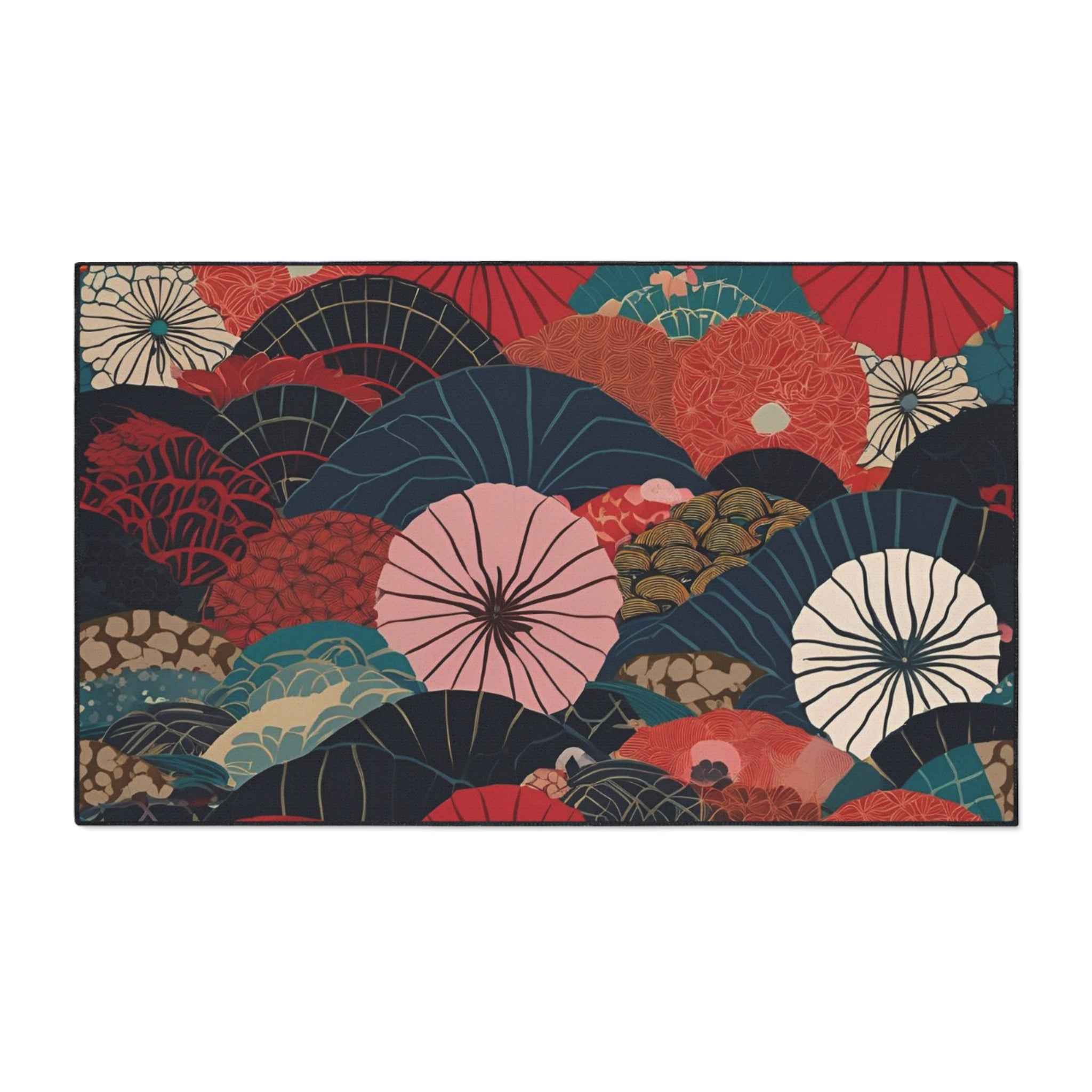 Artistic Heavy Duty Floor Mat - Vibrant Fan Design for Home and Office