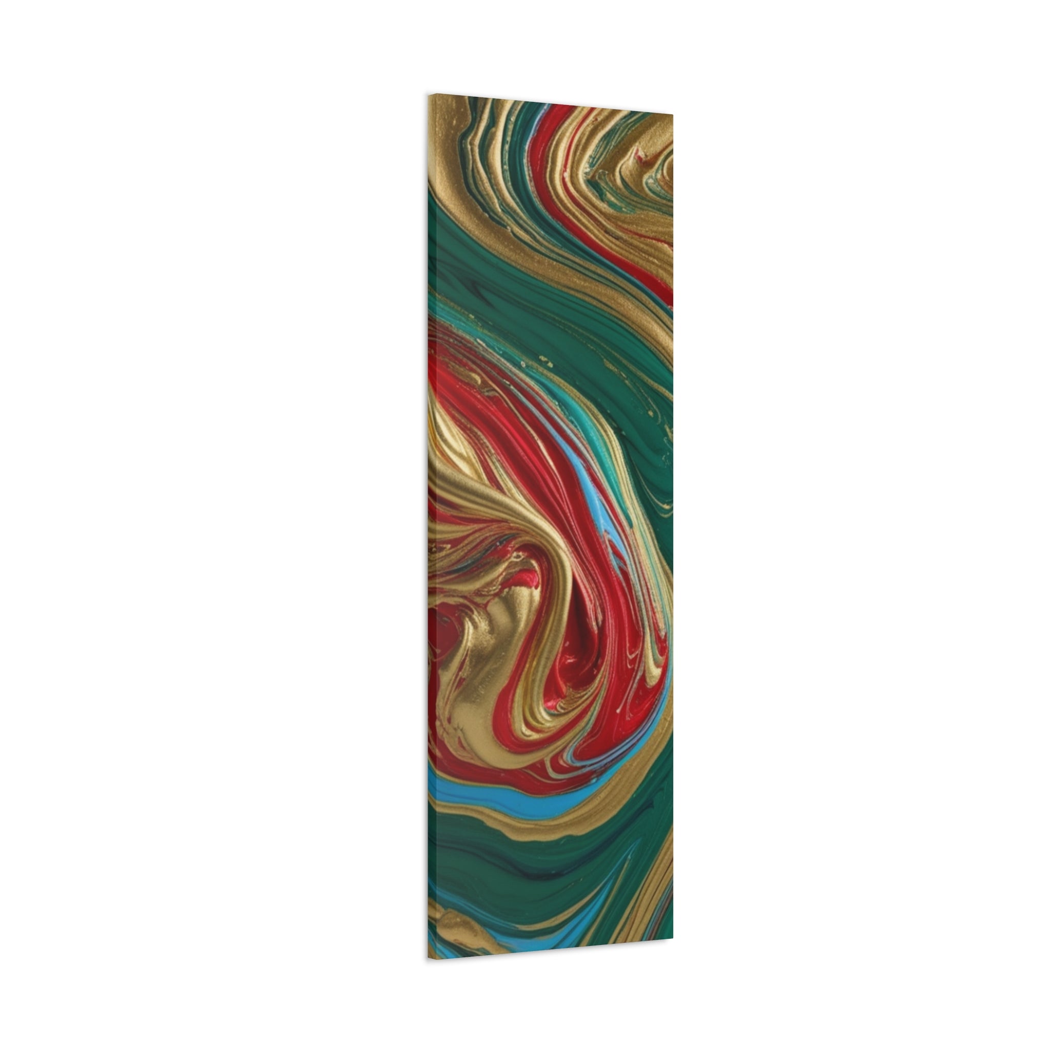 Abstract Swirl – Gold, Red, Blue, and Green Gallery Wrapped Canvas