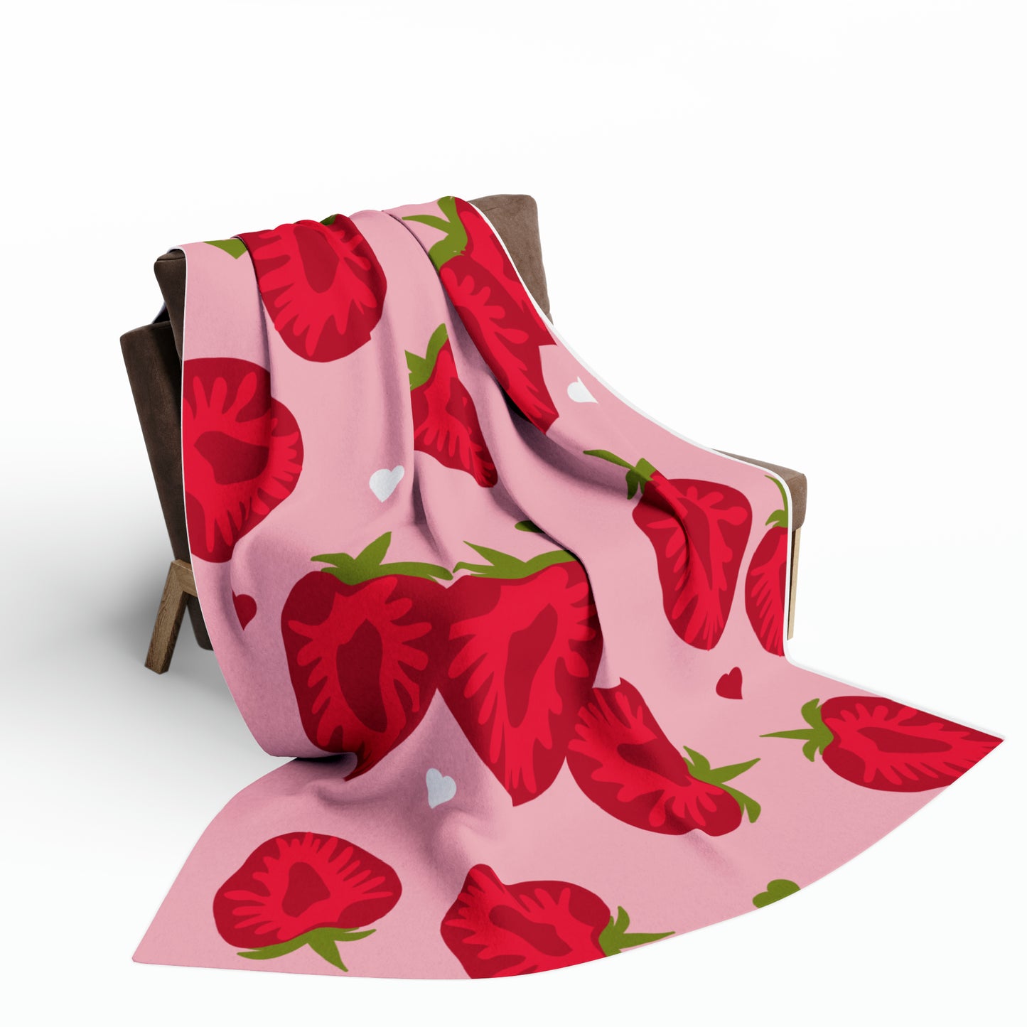 Strawberry Hearts Fleece Blanket