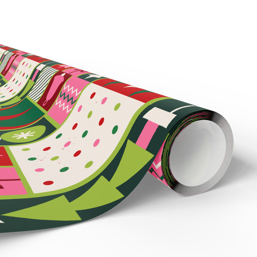Christmas Patchwork Wrapping Paper Roll — Festive Green & Red Holiday Gift Wrap