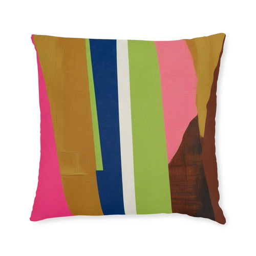 Abstract Colorblock Square Pillow — Bright Stripes Decorative Throw Pillow