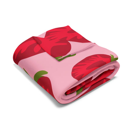 Strawberry Hearts Fleece Blanket