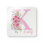 Personalized Floral Initial Corkwood Coaster Set