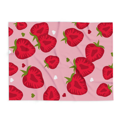 Strawberry Hearts Fleece Blanket