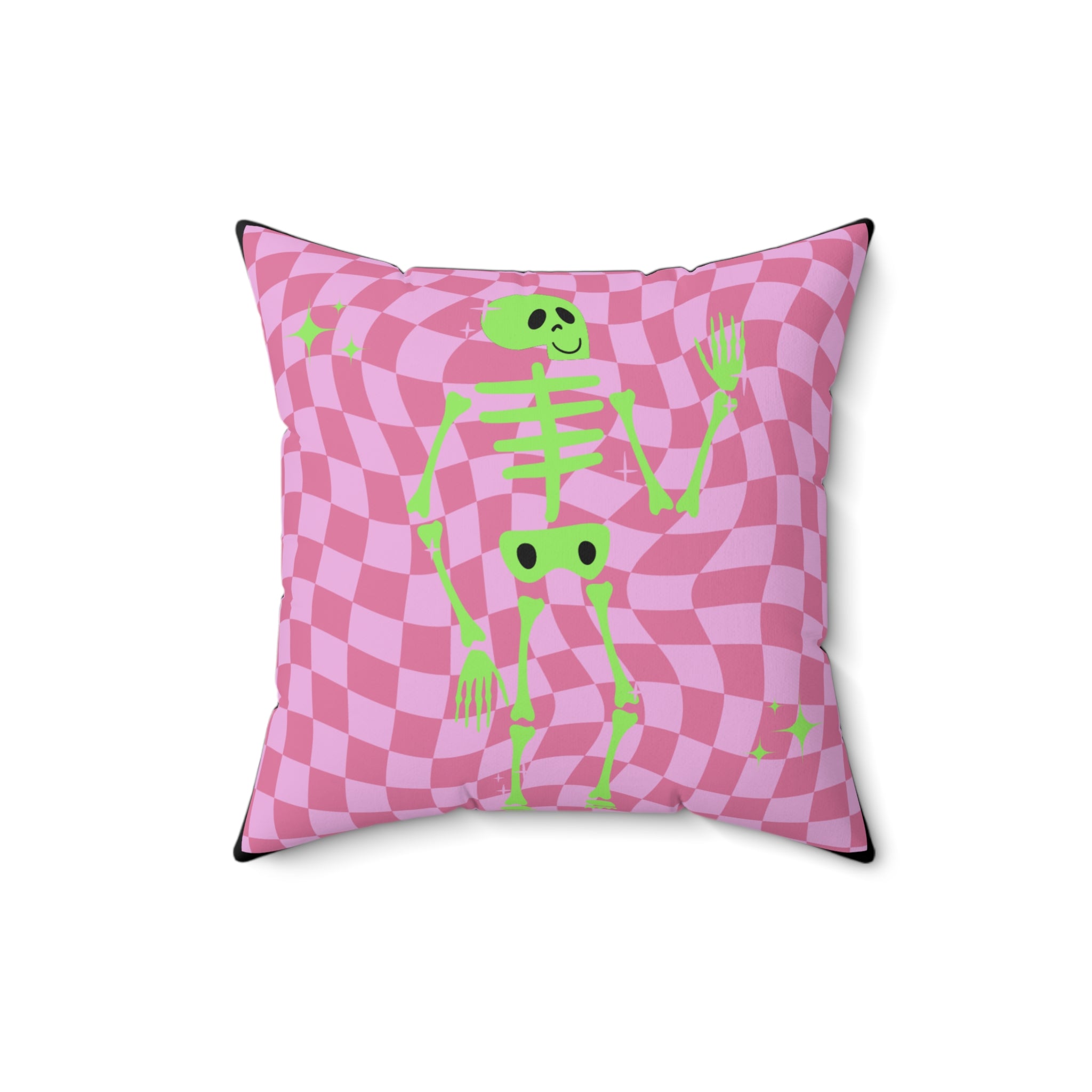 Skeleton Faux Suede Square Pillow