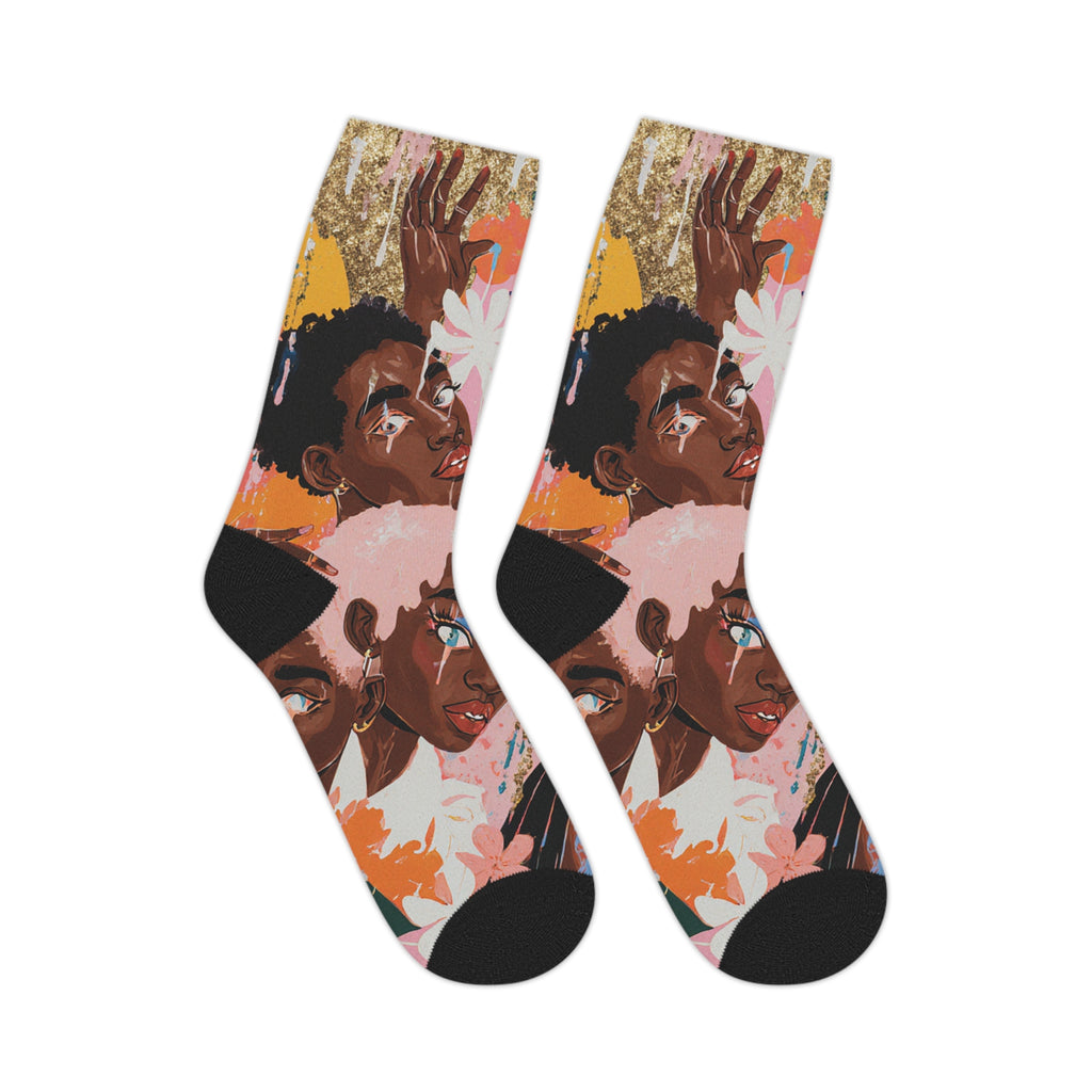 Afro Art Mid‑Calf Socks —