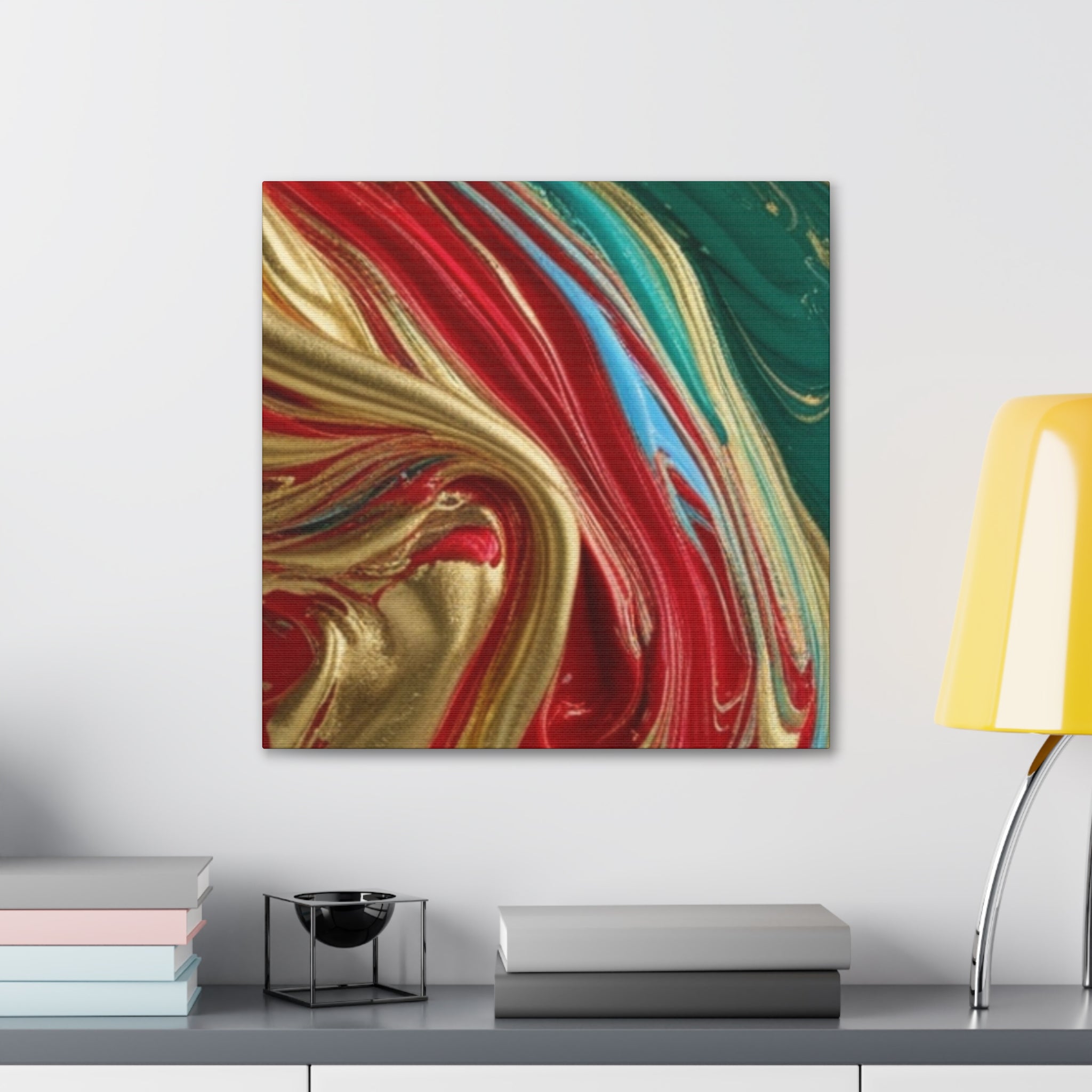 Abstract Swirl – Gold, Red, Blue, and Green Gallery Wrapped Canvas