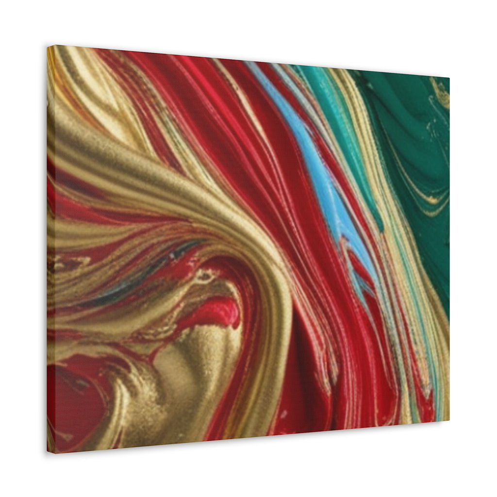 Abstract Swirl – Gold, Red, Blue, and Green Gallery Wrapped Canvas