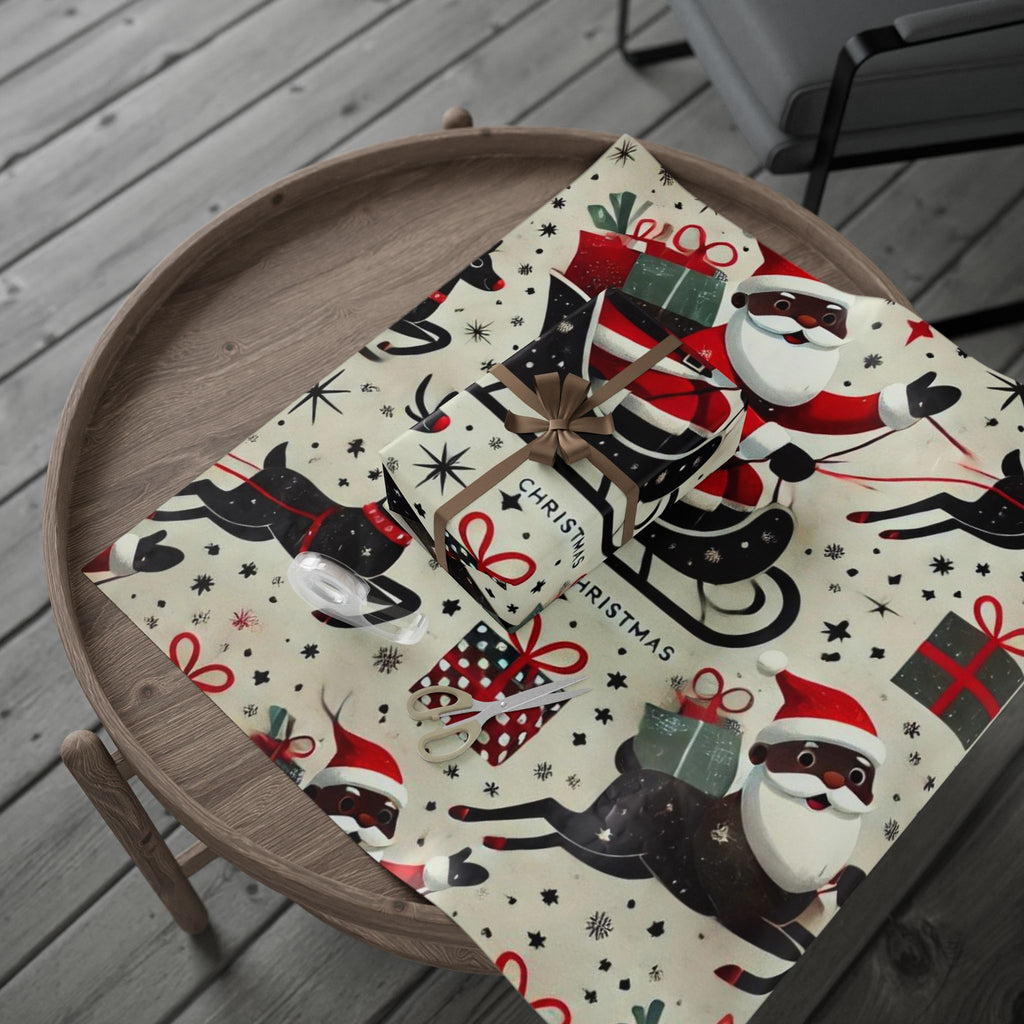 Black Santa Wrapping Paper