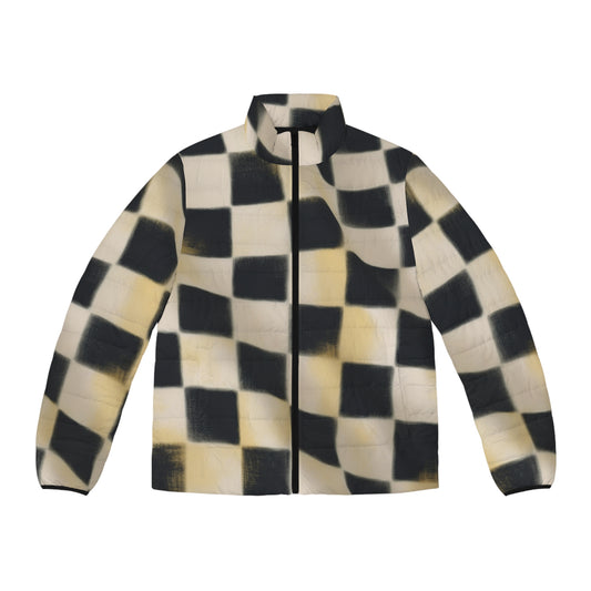 Stylish Checkered Men's Puffer Jacket - Modern Winter Outerwear