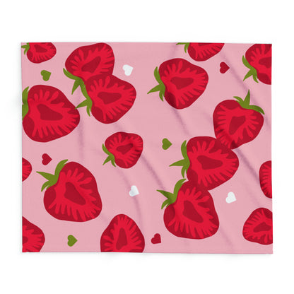 Strawberry Hearts Fleece Blanket