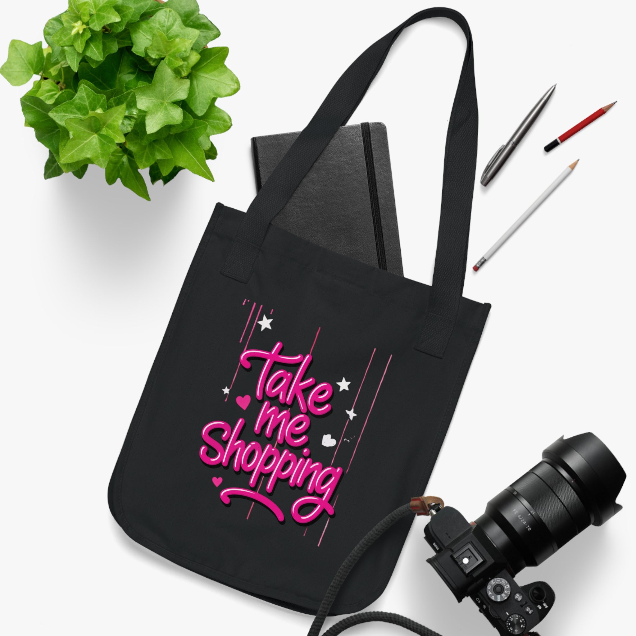 "Take Me Shopping" Organic Canvas Tote Bag