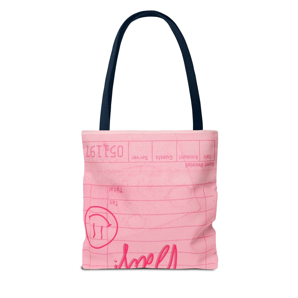 Guest Check Pink Tote Bag — 'Have a Nice Day' Retro Diner AOP Shopper