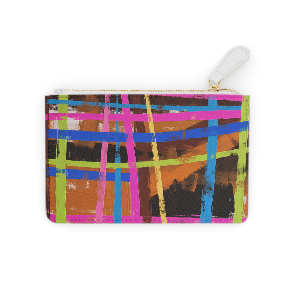 Abstract Neon Grid Mini Clutch Bag