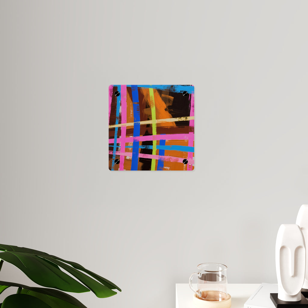 Abstract Neon Grid Acrylic Wall Art Panel — Colorful Modern Geometric Decor