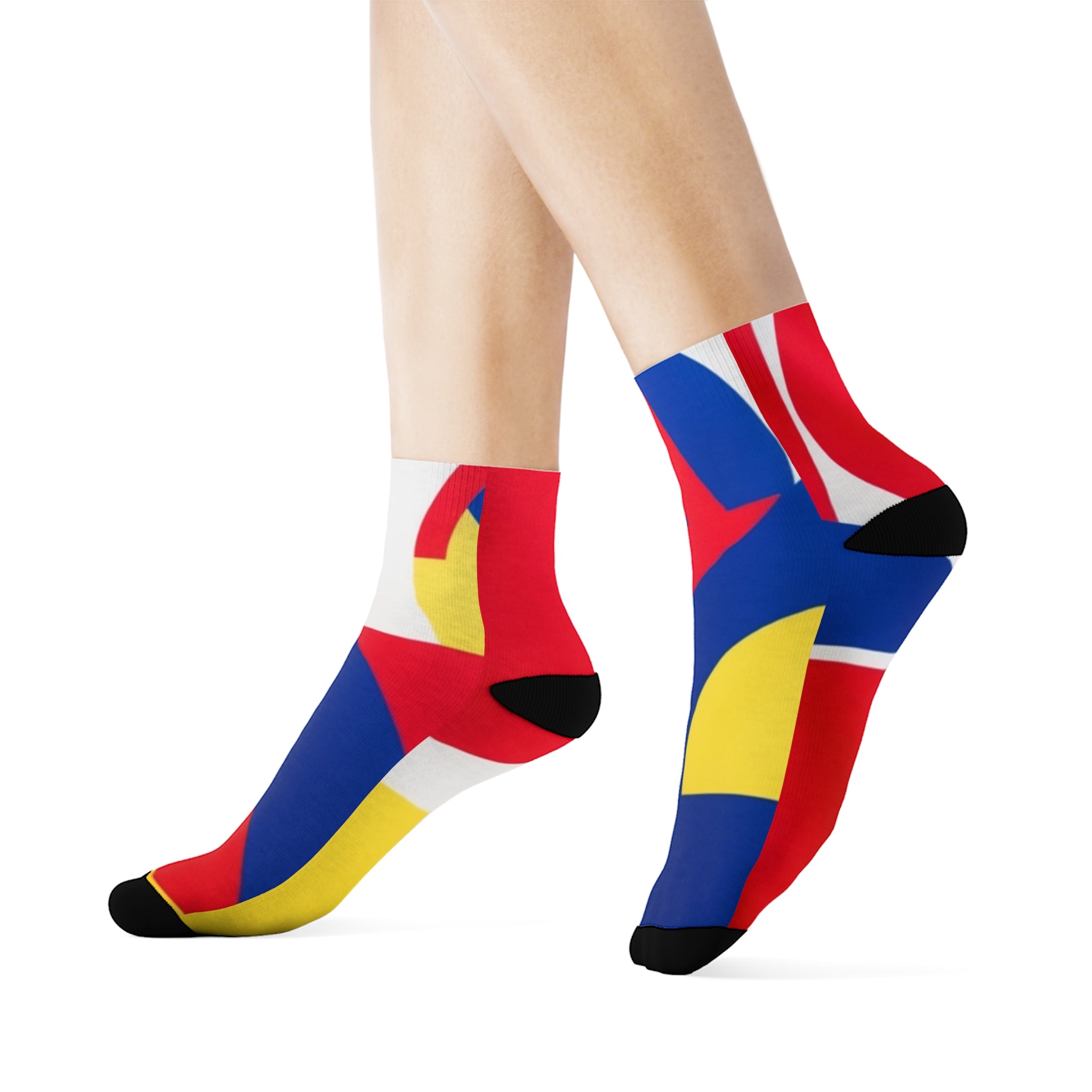 Abstract Color Block Crew Socks