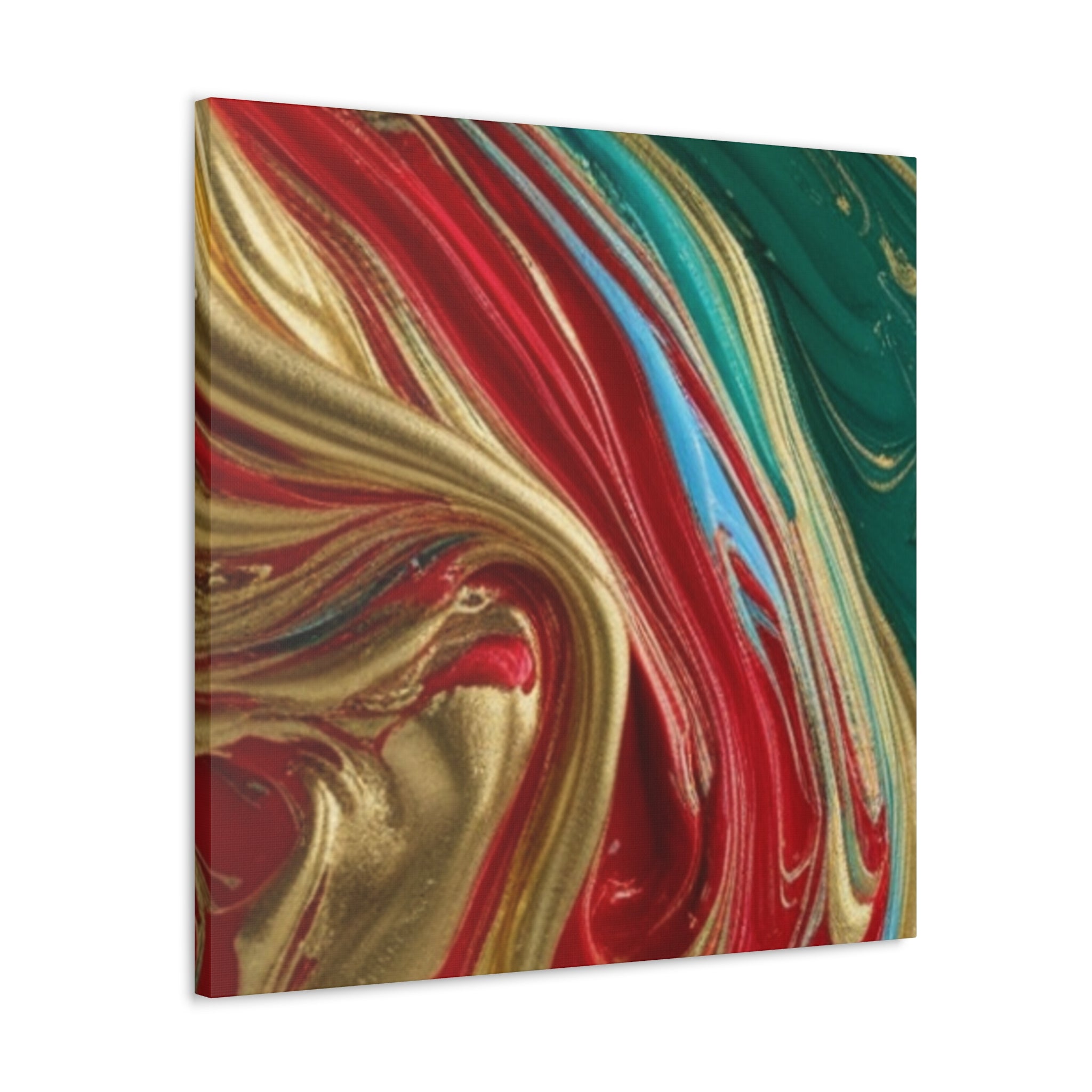 Abstract Swirl – Gold, Red, Blue, and Green Gallery Wrapped Canvas