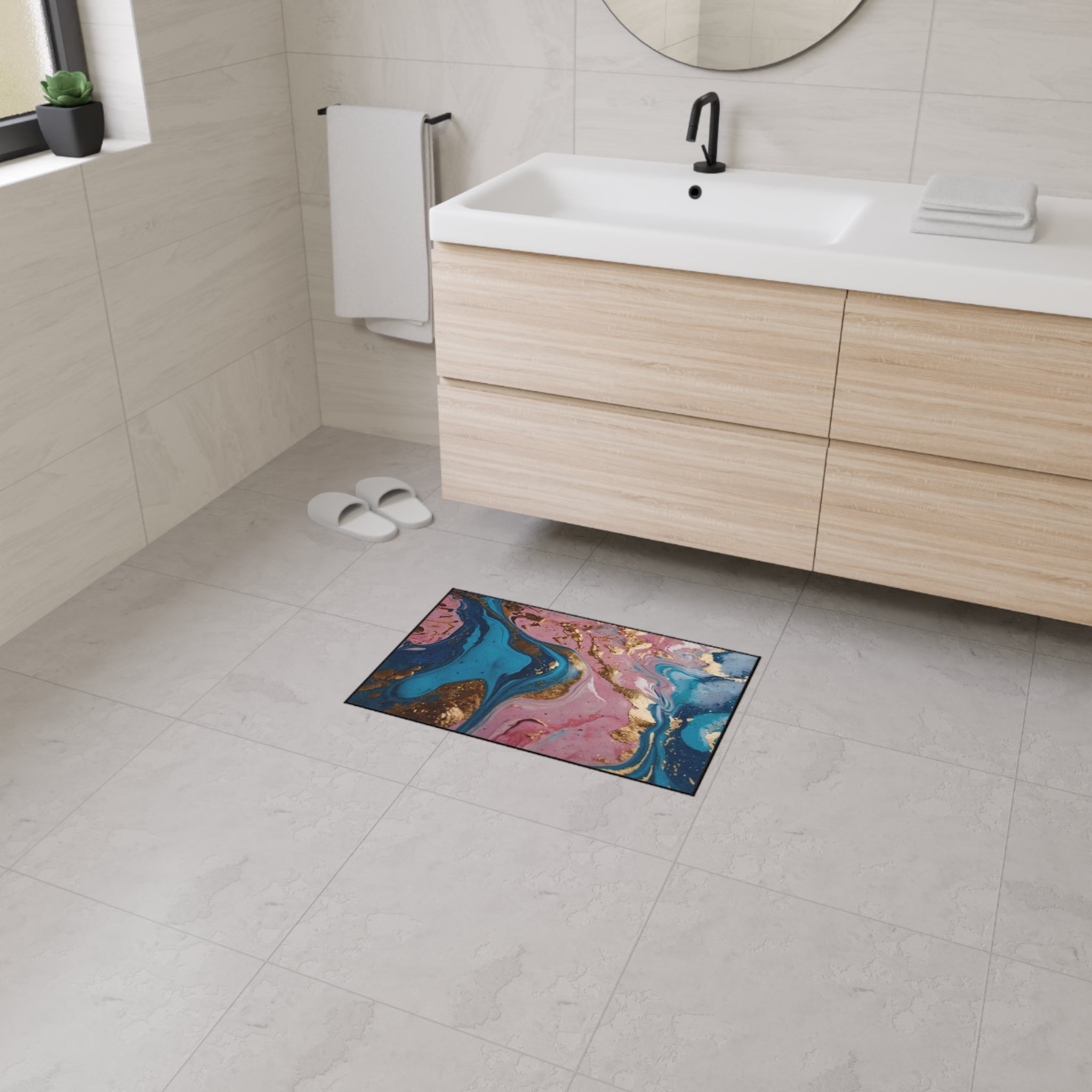 Elegant Abstract Heavy Duty Floor Mat – Non-Slip Decorative Area Rug for Home & Office