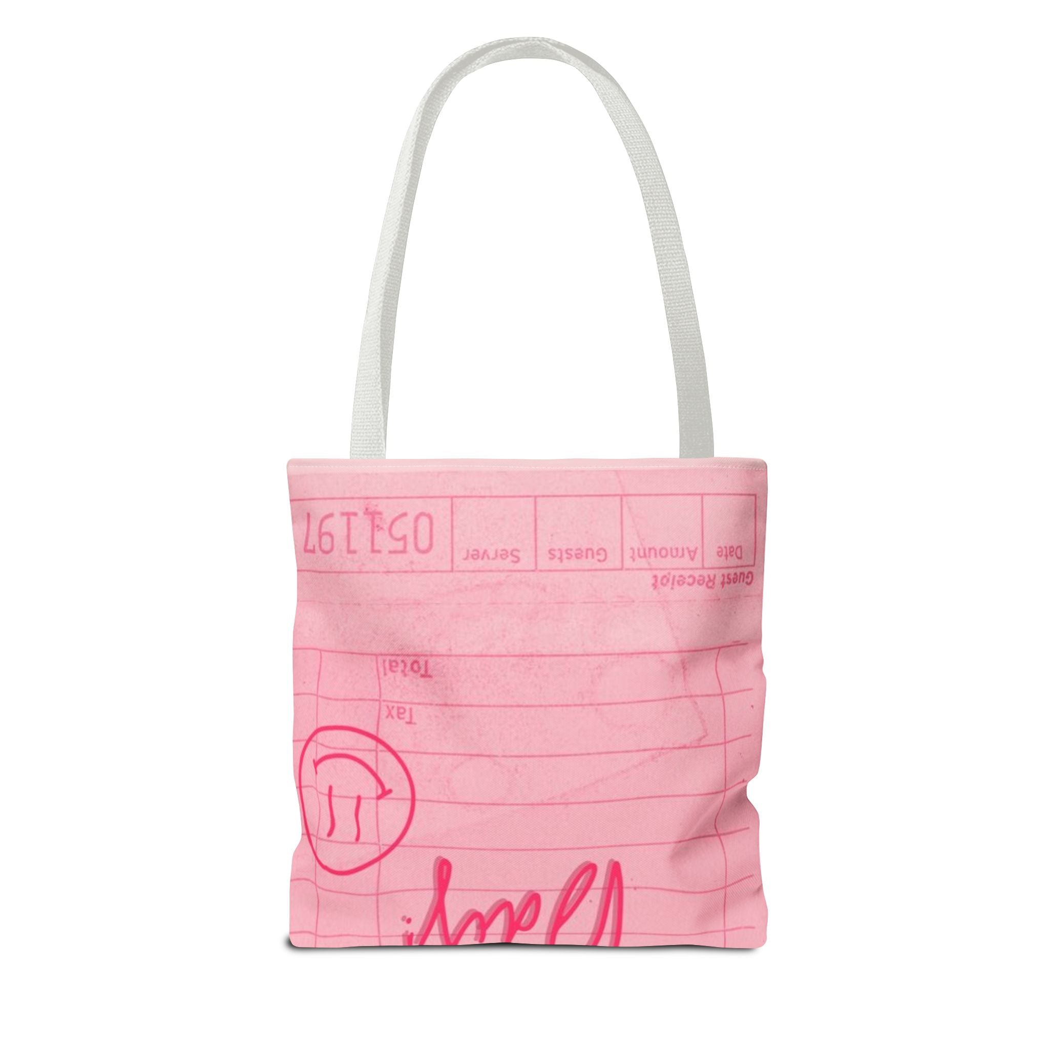 Guest Check Pink Tote Bag — 'Have a Nice Day' Retro Diner AOP Shopper