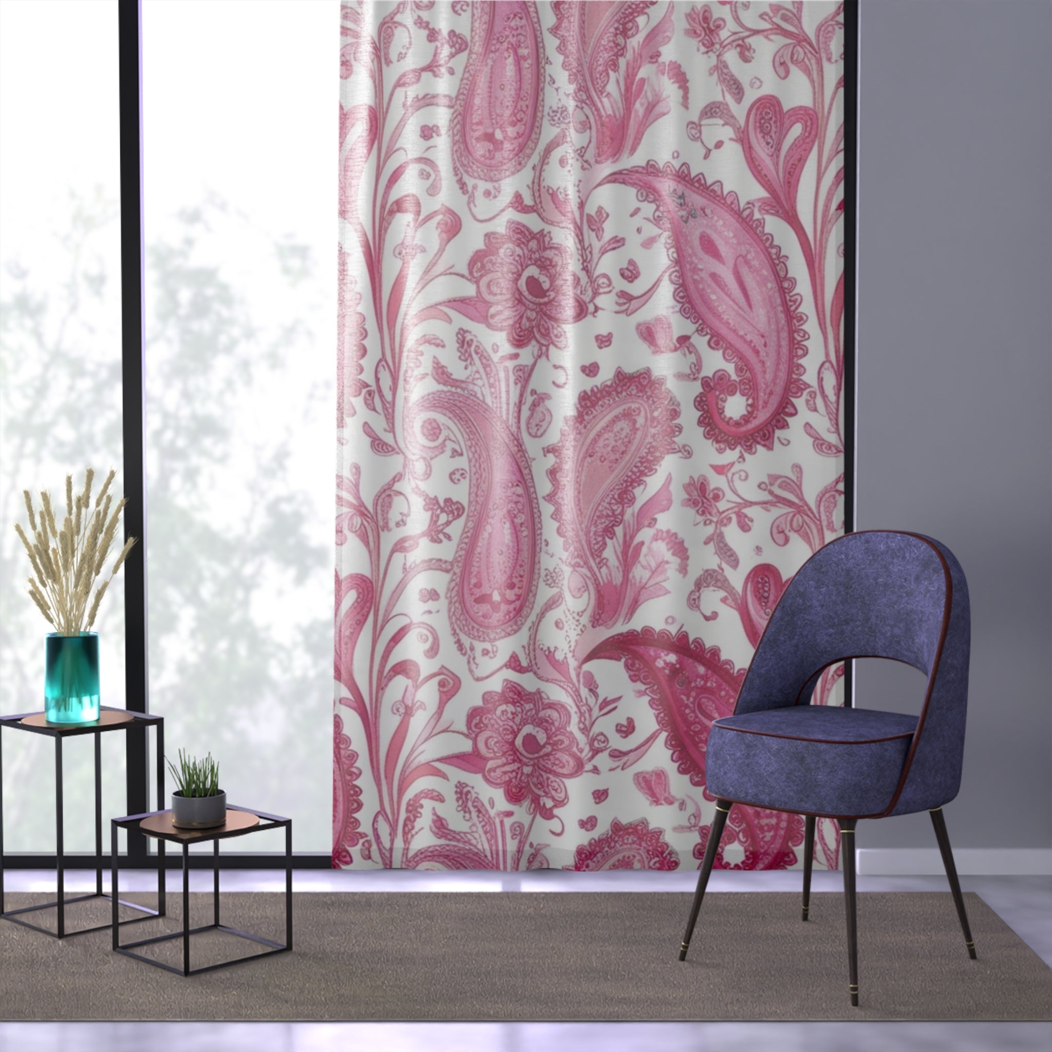 Elegant Pink Paisley Window Curtains for a Chic Home Decor