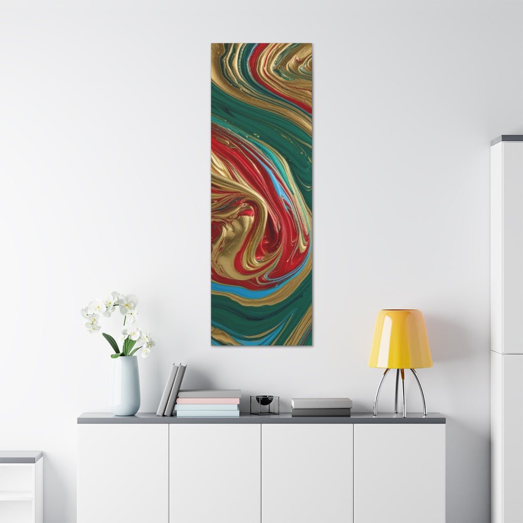 Abstract Swirl – Gold, Red, Blue, and Green Gallery Wrapped Canvas