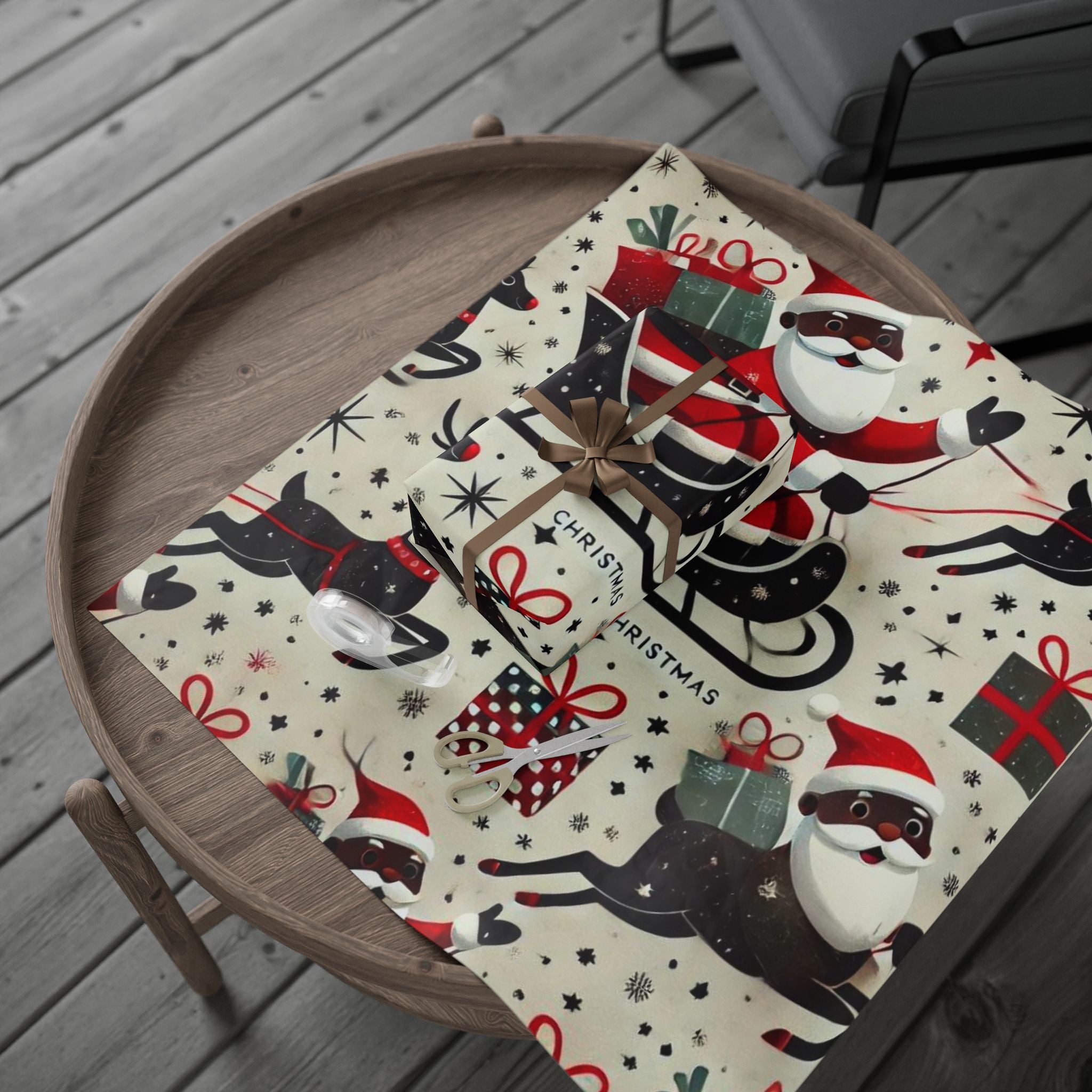 Black Santa Wrapping Paper
