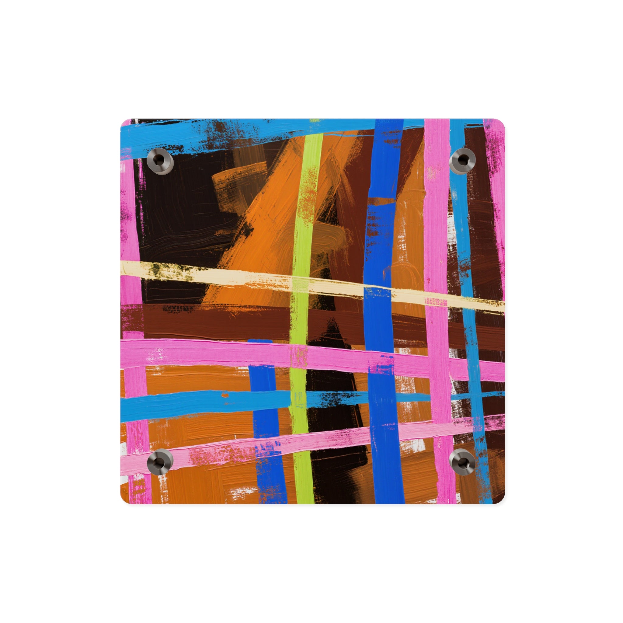 Abstract Neon Grid Acrylic Wall Art Panel — Colorful Modern Geometric Decor