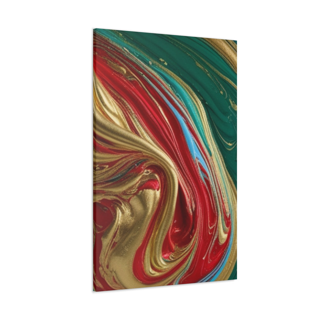 Abstract Swirl – Gold, Red, Blue, and Green Gallery Wrapped Canvas