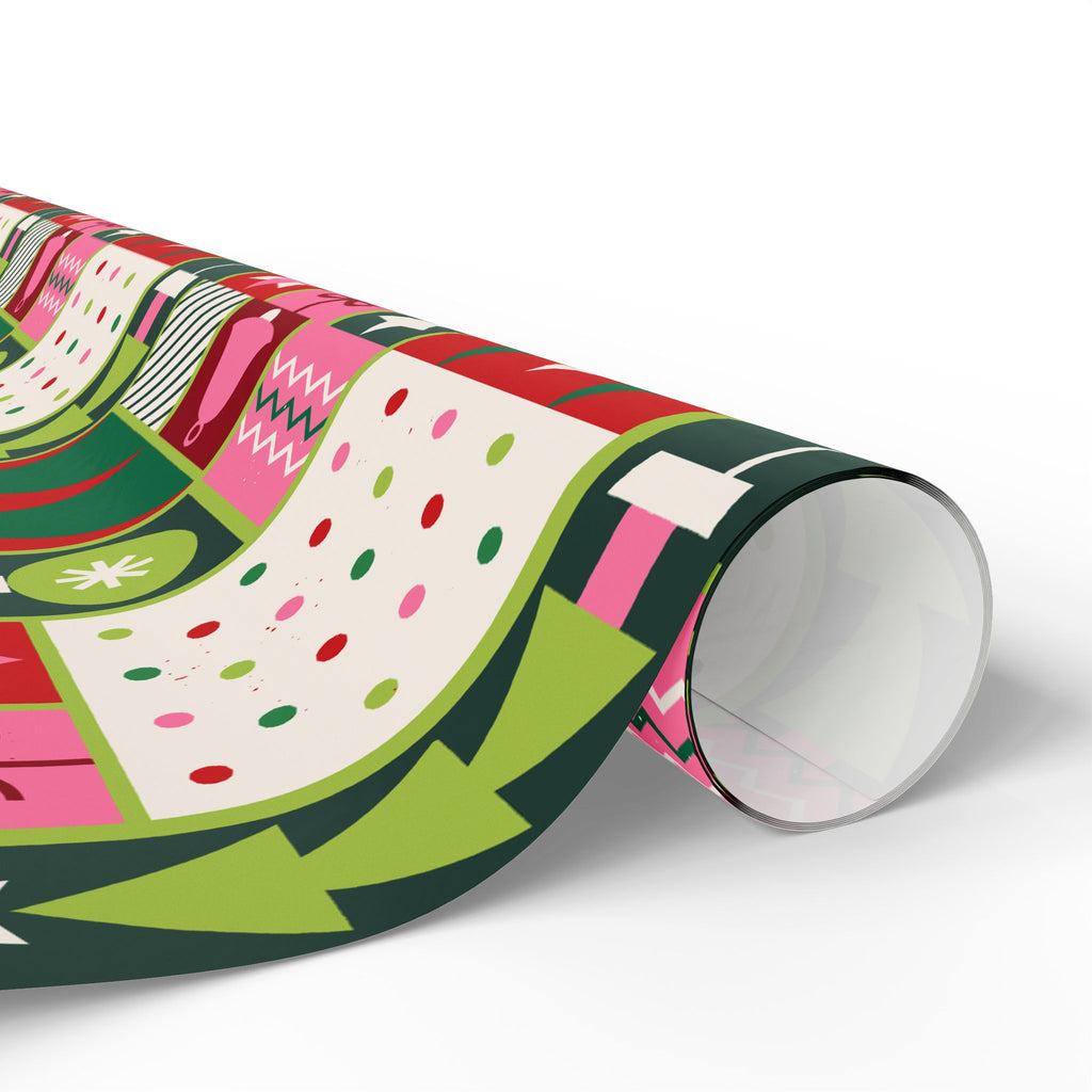 Christmas Patchwork Wrapping Paper Roll — Festive Green & Red Holiday Gift Wrap