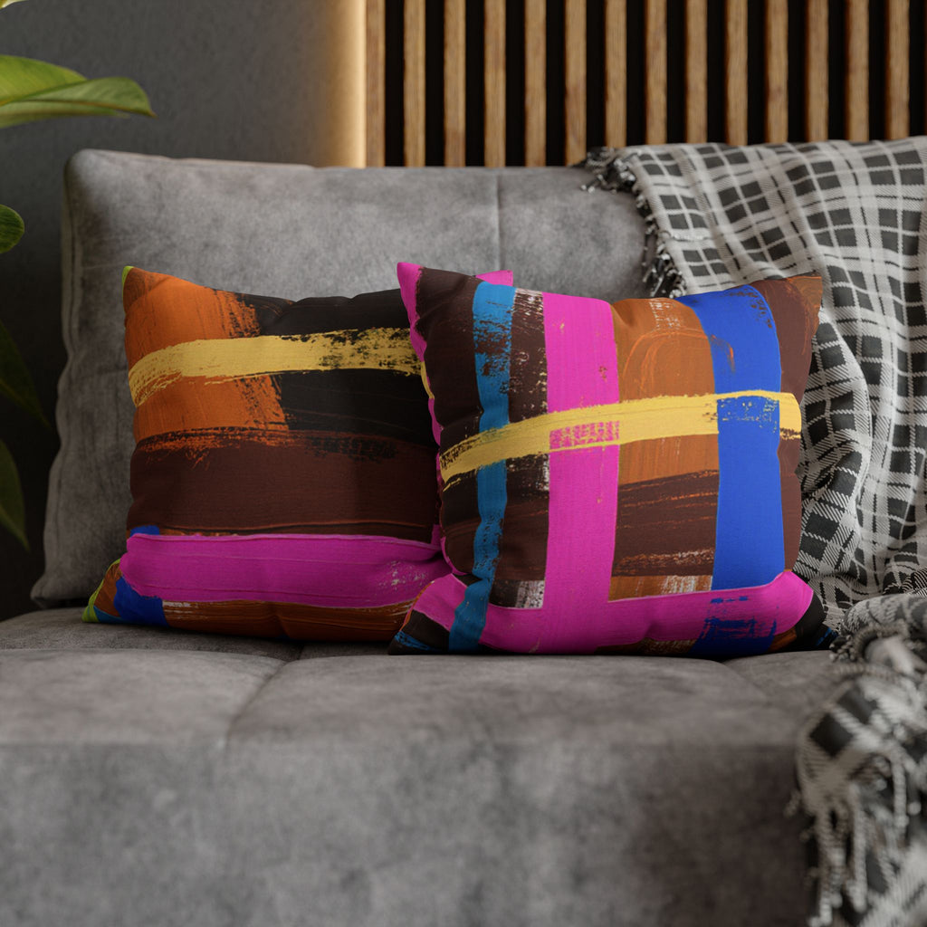 Plaid Accent Colorful Throw Pillow