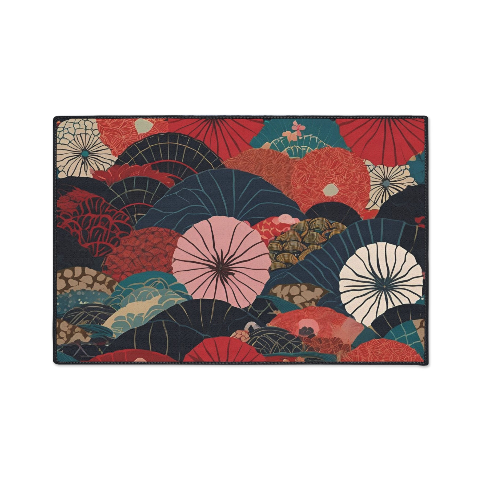 Artistic Heavy Duty Floor Mat - Vibrant Fan Design for Home and Office