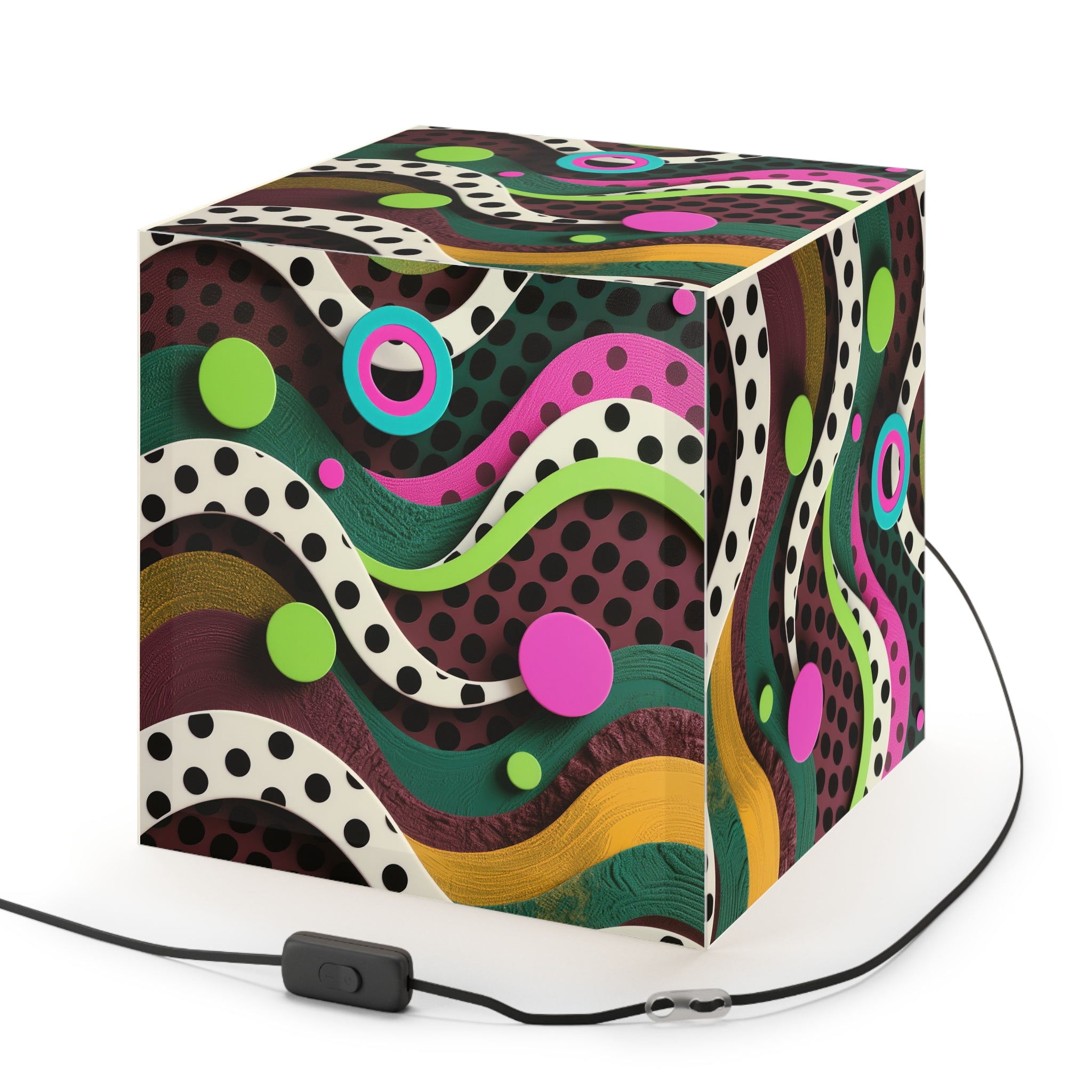 Retro Pop Art Cube Lamp — Colorful Abstract Pendant Light