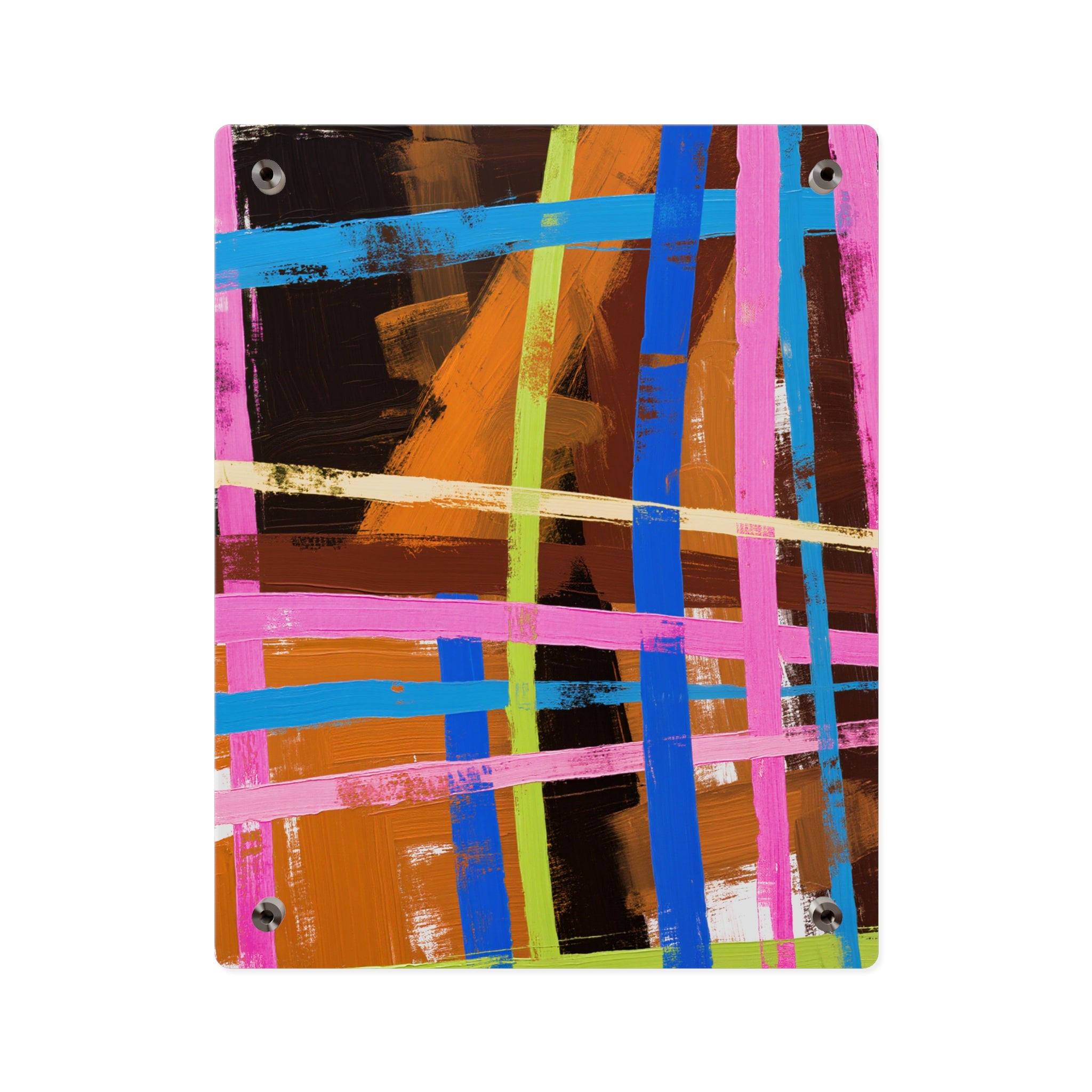 Abstract Neon Grid Acrylic Wall Art Panel — Colorful Modern Geometric Decor