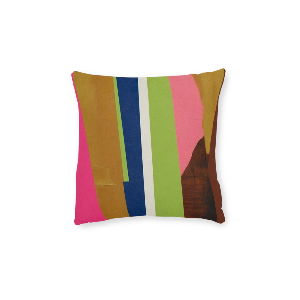 Abstract Colorblock Square Pillow — Bright Stripes Decorative Throw Pillow