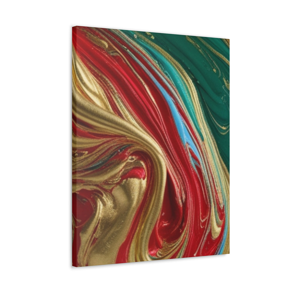Abstract Swirl – Gold, Red, Blue, and Green Gallery Wrapped Canvas